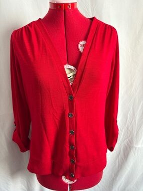 Ricki's Vibrant Red Button-Front Sweater Cardigan